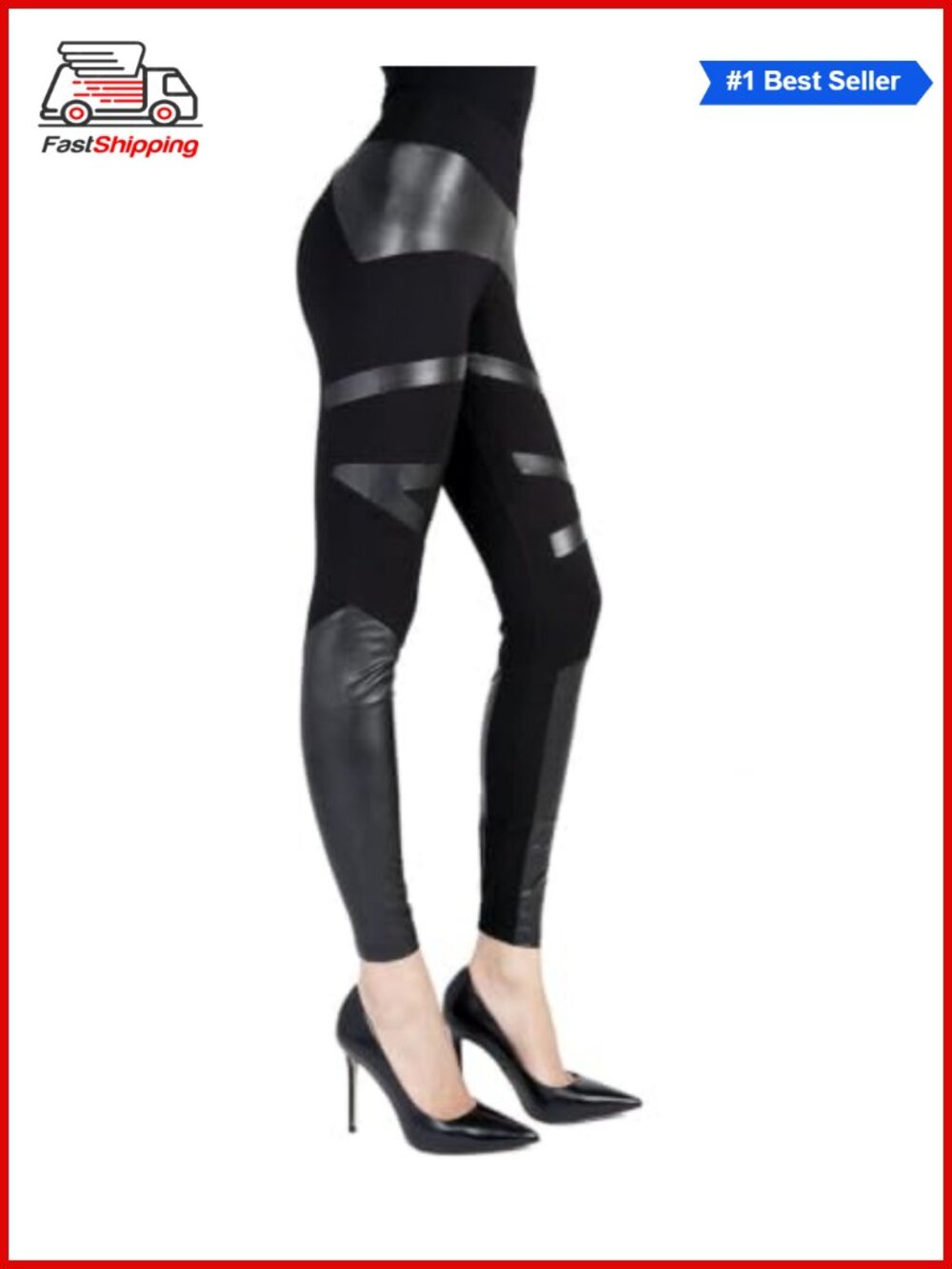 ✨SlimMe Moto Faux Leather Shaping Leggings